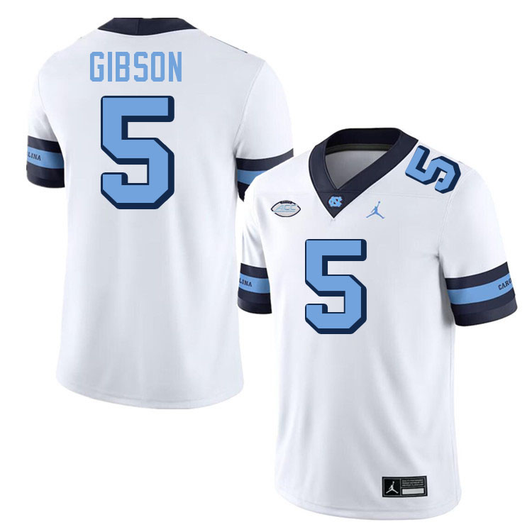 #5 Gavin Gibson North Carolina Tar Heels College Football Jersey Stitched-Retro White